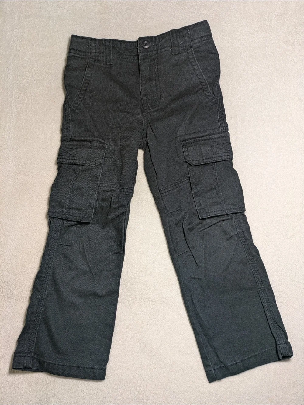 Cherokee Boys Straight-Leg Cargo Pants, Washed Black / Charcoal Gray - Size 4